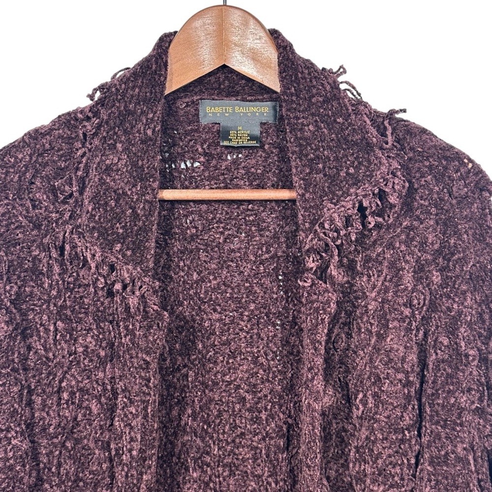 Vintage 90s Y2K Bobble Knit Long Cardigan Sz M Grunge Goblin Forest Fairy Purple - Picture 7 of 11